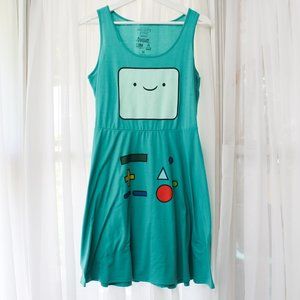 Mighty Fine Adventure Time Bmo Halloween Costume Aqua Green Skater Dress Medium